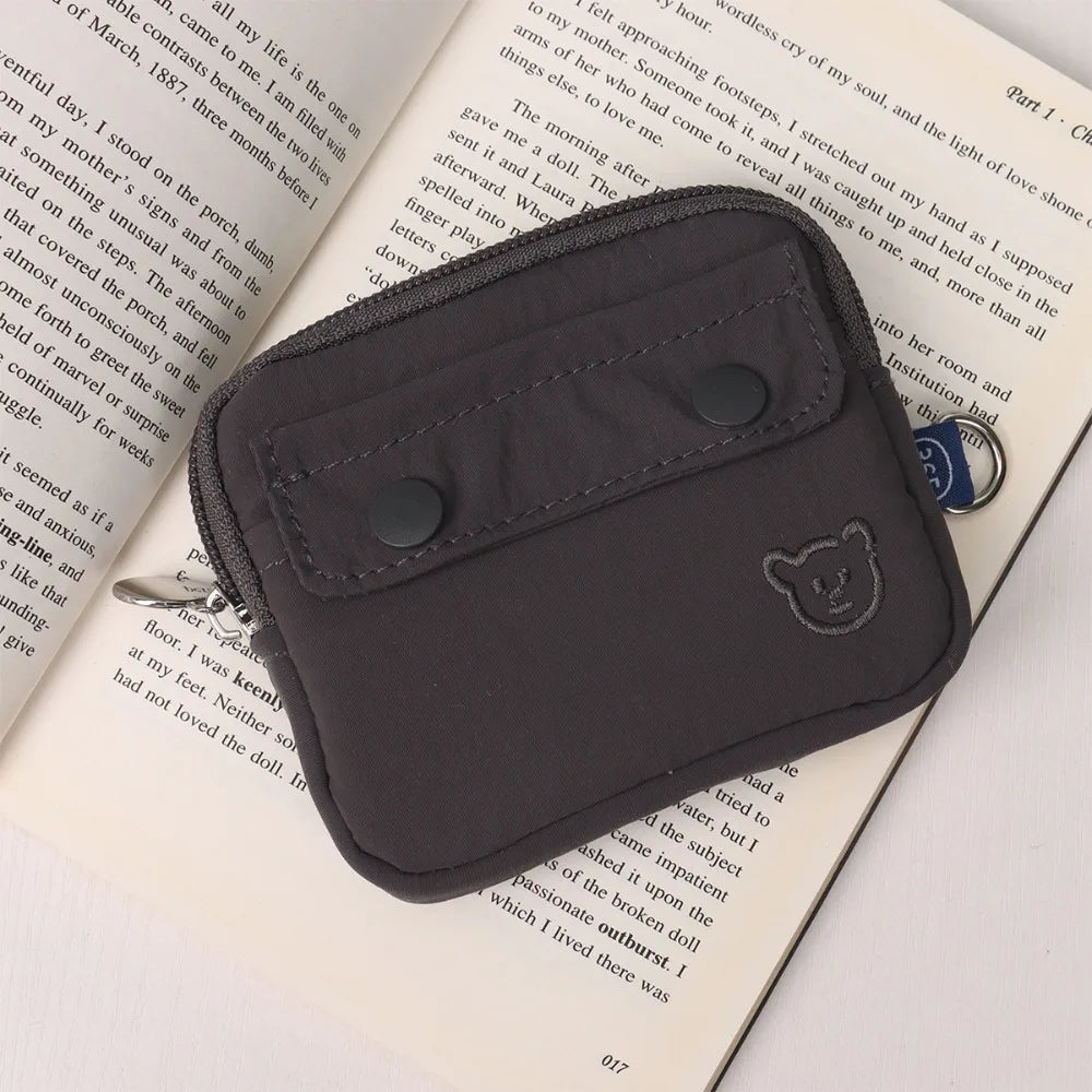 Fashion Solid Color Coin Purse Zipper Large Capacity Small Wallet Wear-resistant Storage Bag Male Card Holoder Money Bag