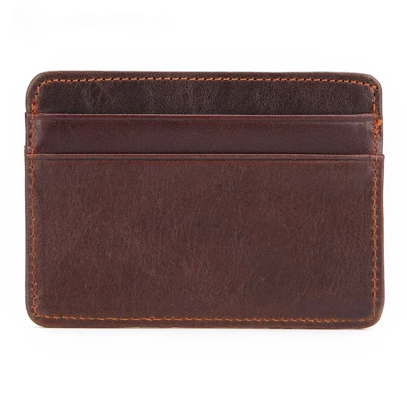 New 100% Cowhide Genuine Leather Thin Vintage Credit Case Mini ID Card Holder Small Purse for Man Slim Men's Wallet Cardholder