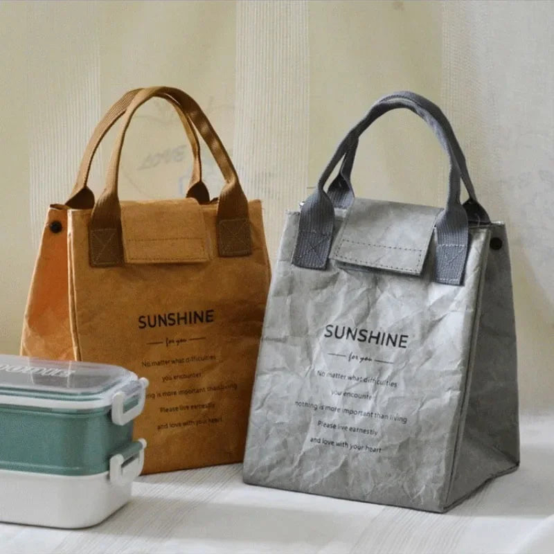 Paper Lunch Bag Waterproof Insulation Bag Lengthen and Thicken Aluminum Foil Japanese Handbag Office Worker Student