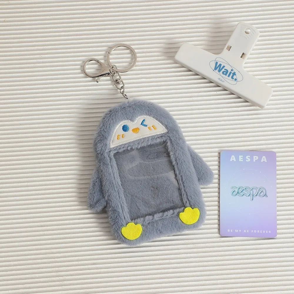 New Cartoon Plush Card Holder Keychain 3 Inch Idol Photo Card Case Photo Card Protective Case Display Holders