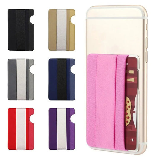 Fashion Elastic Cloth Cell Phone Back Card Holder Phone Wallet Case Business Credit ID Card Holder Adhesive Sticker Pocket