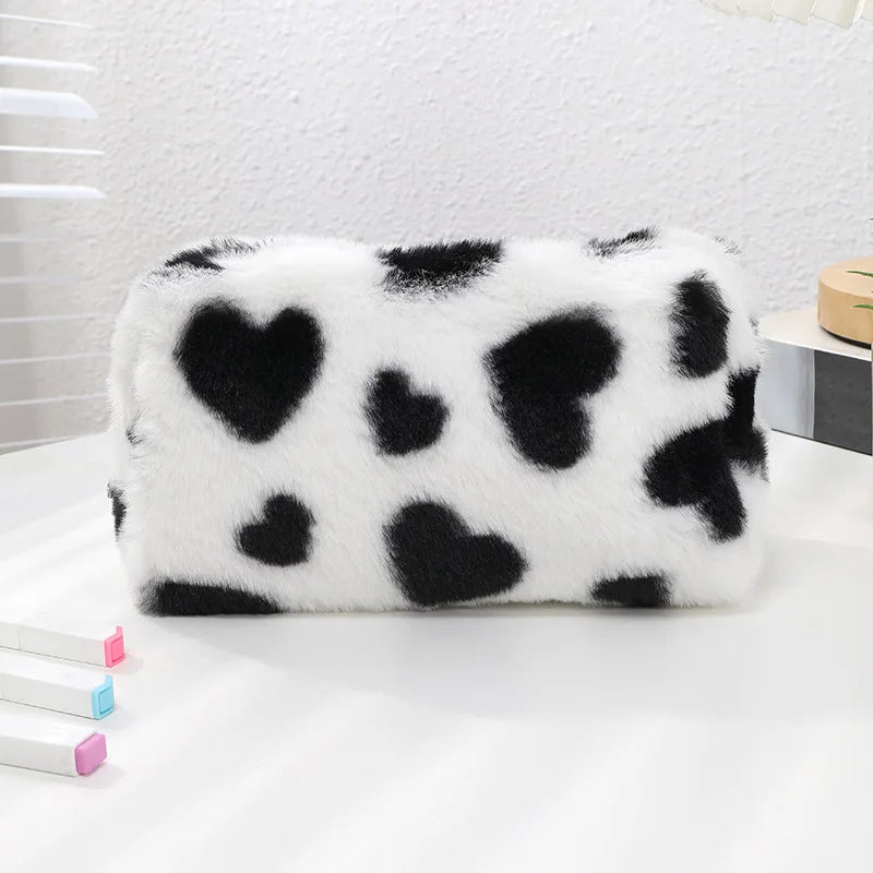 Fashion Small Cosmetic Bag Cute Plush Makeup Organizer Pouch Kawaii Pencil Case Bags Travel Coin Purse Household Storage