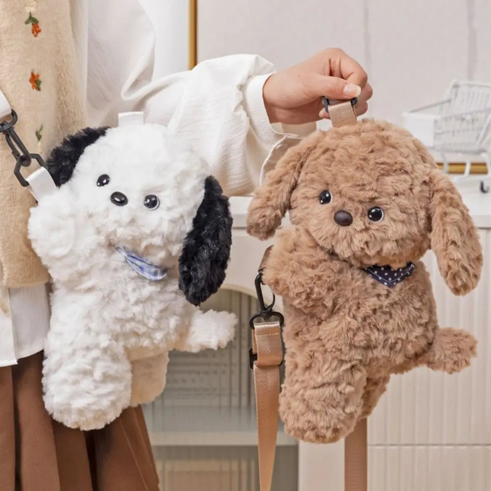 Creative Plush Dog Shoulder Bag - Cartoon Phone & Coin Purse for Women & Girls