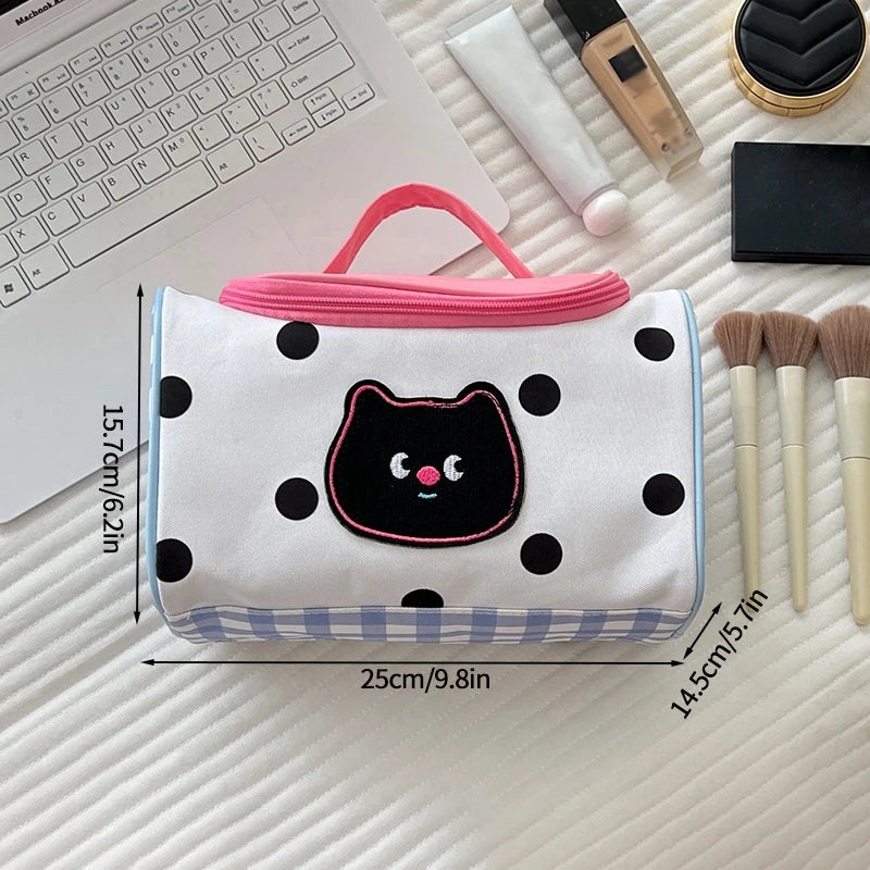 Large Capacity Makeup Bag Multifunction Wash Pouch Portable Toiletry Bag Cosmetic Zipper Pouch Handbag 파우치