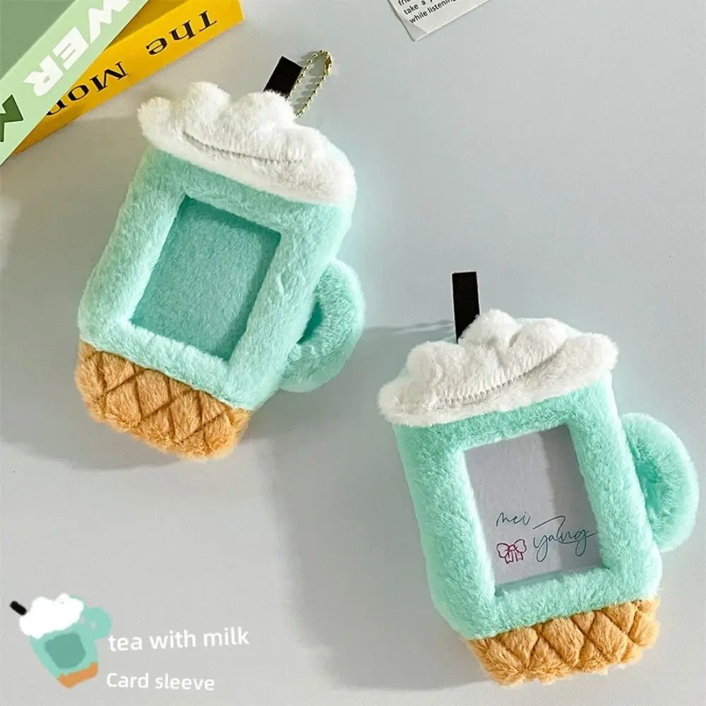 Cute Cartoon Card Holder Keychain Small Plush Photo Card Case Kawaii Photo Card Protective Case Card Holder Card Display Pendant