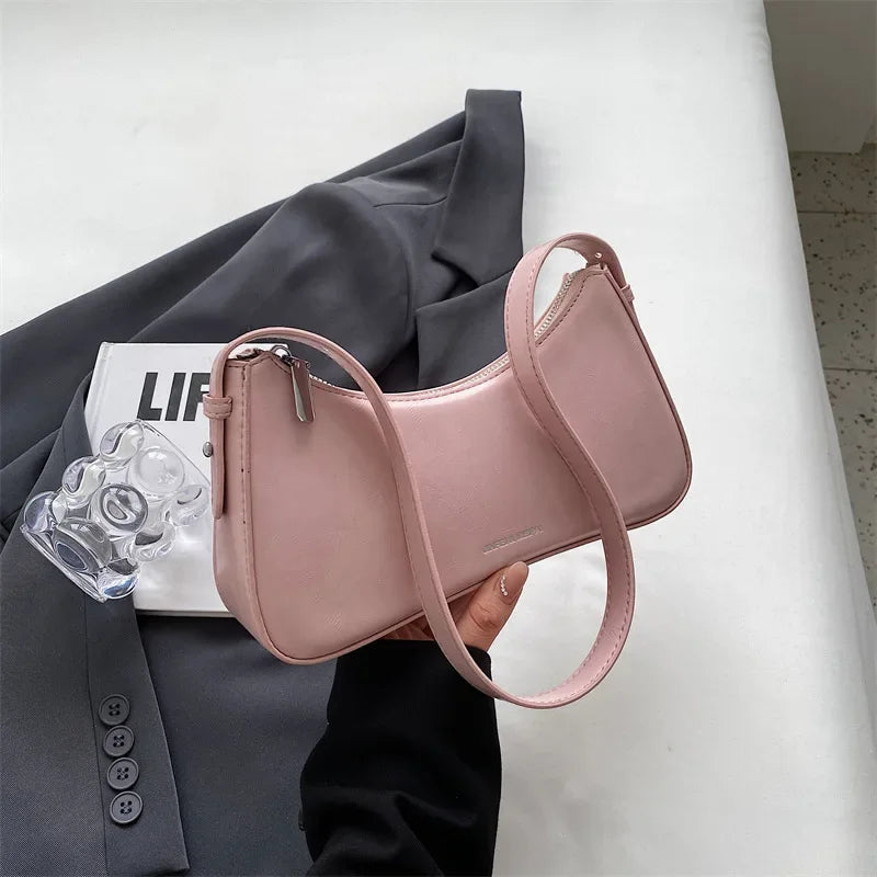 Small Cute Underarm Shoulder Bags for Women 2025 Trend Design Leather Handbags and Purses Y2K Silver Red Hand Bag Women Bag