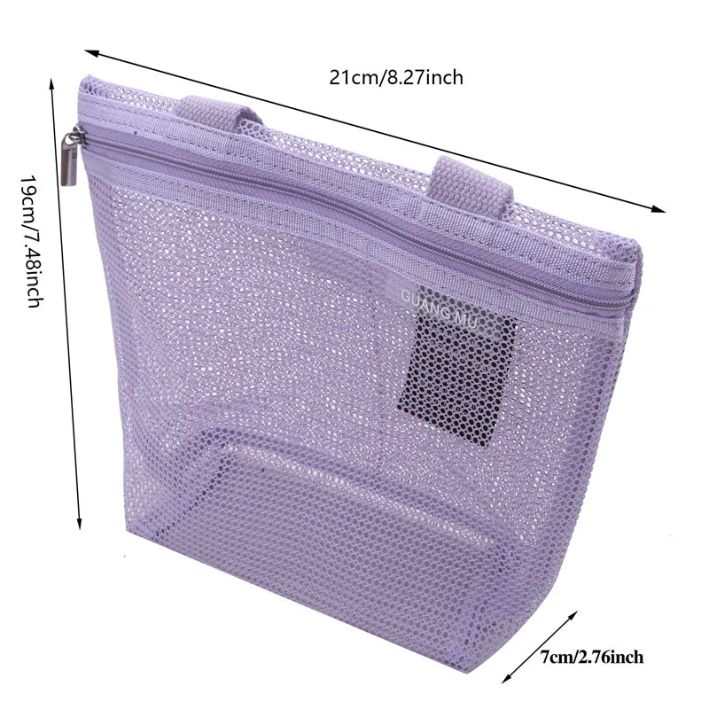 Mesh Makeup Toiletry Storage Bags Handbags Portable Travel Washing Body Shower Tools Organizer Hanging Cosmetic Organizer Pouch