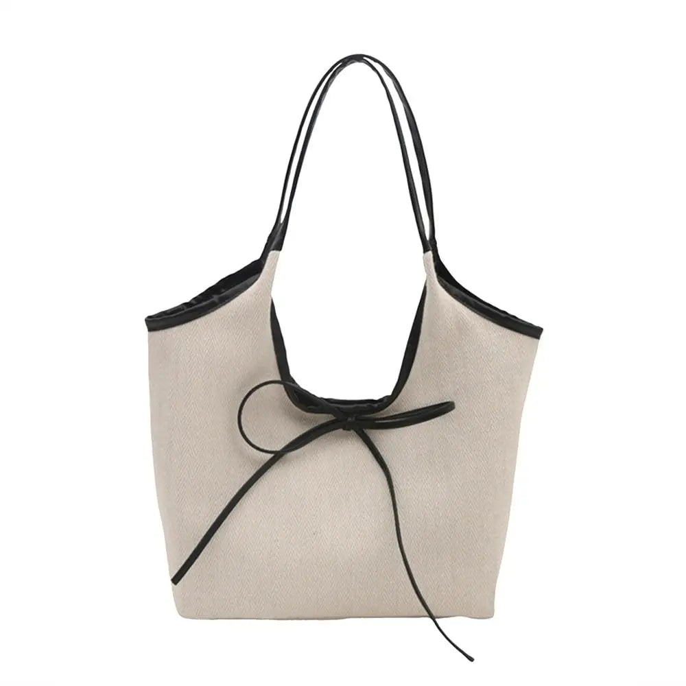 Large Capacity Canvas Tote Bag - Solid Color Shoulder Bag for Travel