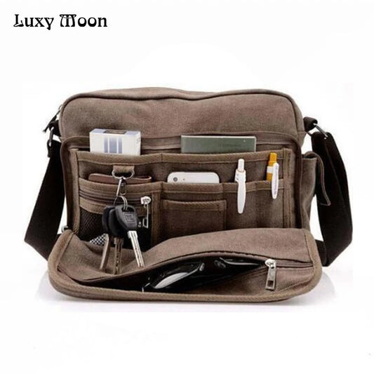 Luxury Vintage Canvas Messenger Bag - Men's Crossbody Briefcase