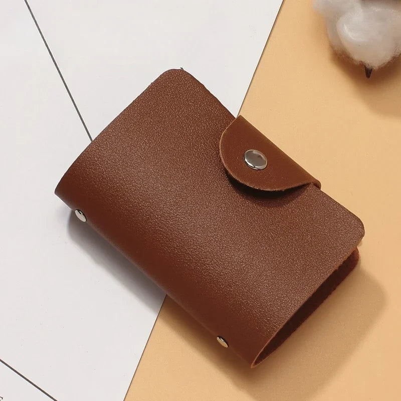 New 24 Slots Bits Card Holder Bag Simple Solid Color Pocket Case Women Men Credit ID Card Organizer Leather Cardholder Wallet