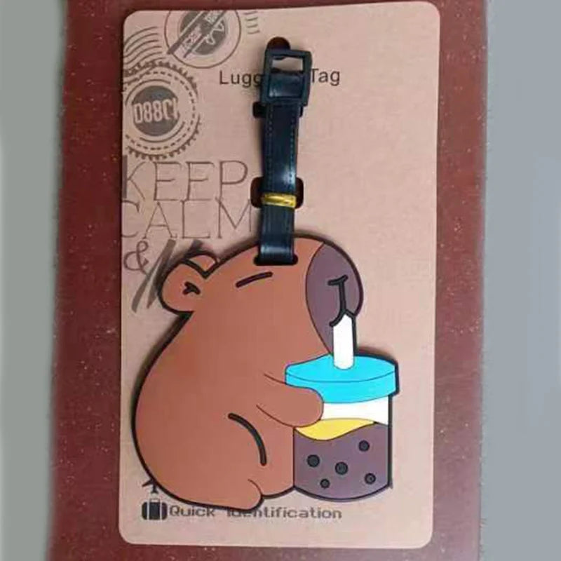 Hot On Sale Cute Capybara Luggage Tag Silica Gel Suitcase ID Addres Holder Women Men Baggage Boarding Tag Portable Label