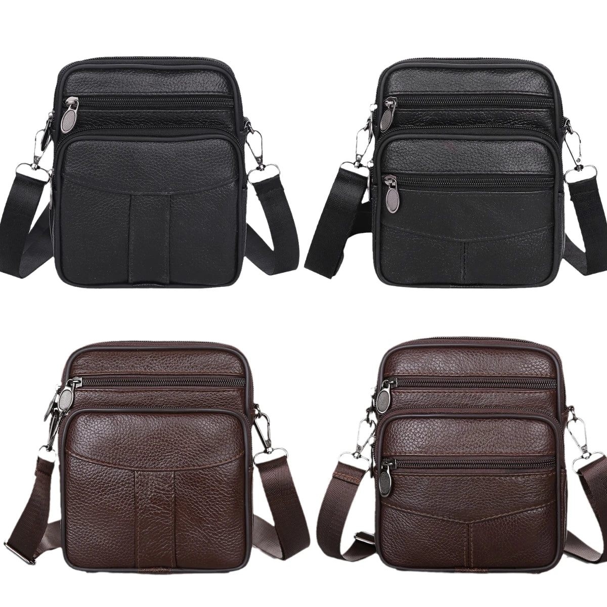 Men's Leather Crossbody Bag Vintage Cowhide Messenger Waistpack