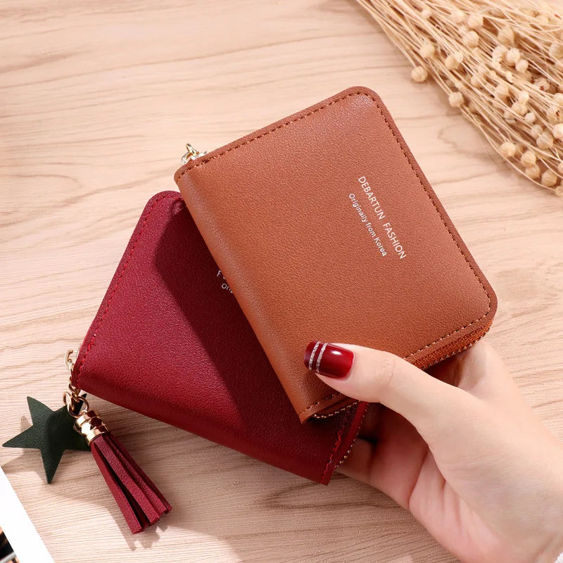 Women Small Wallet Ladies Mini Tassel Wallet Cute Girl Short Zipper Lovely Pu Leather Coin Purse Female Hand Wallet Purse