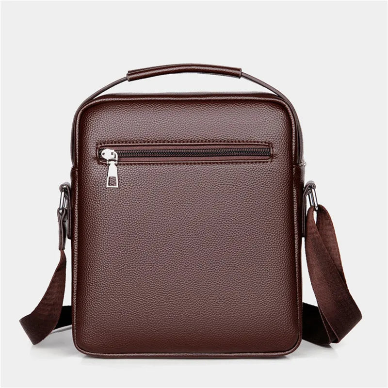 Men Crossbody Shoulder Bags Vintage PU Men Handbag Multi-pocket Men Shoulder Bag Zipper Solid Waterproof for Travel Business