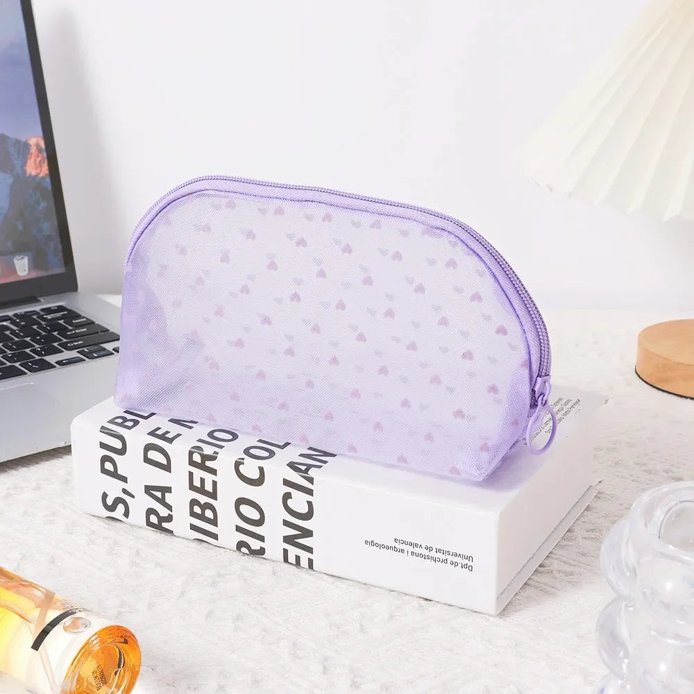 New Nylon Mesh Cosmetic Bag Portable Travel Toiletry Organizer Makeup Bag Multifunctional Women Lipstick Key Coin Purse Pouch