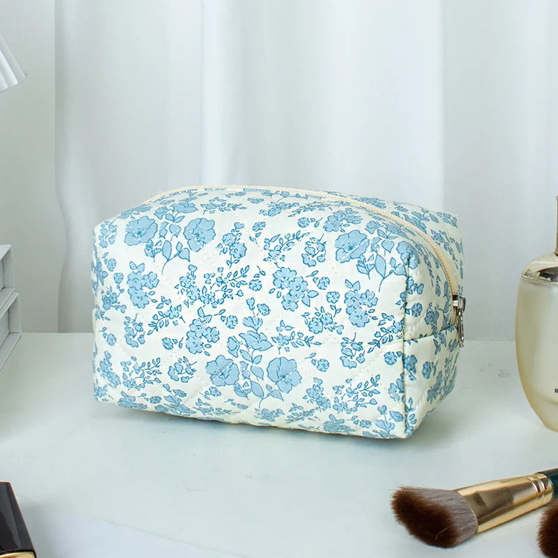 Bow Floral Women's Cosmetic Bags Cute Girls Sanitary Napkin Storage Bag Sanitary Pad Pouch Small Cosmetic Organizer Makeup Bag