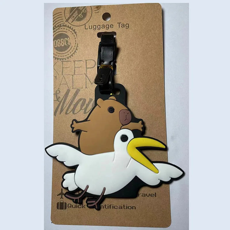 Hot On Sale Cute Capybara Luggage Tag Silica Gel Suitcase ID Addres Holder Women Men Baggage Boarding Tag Portable Label