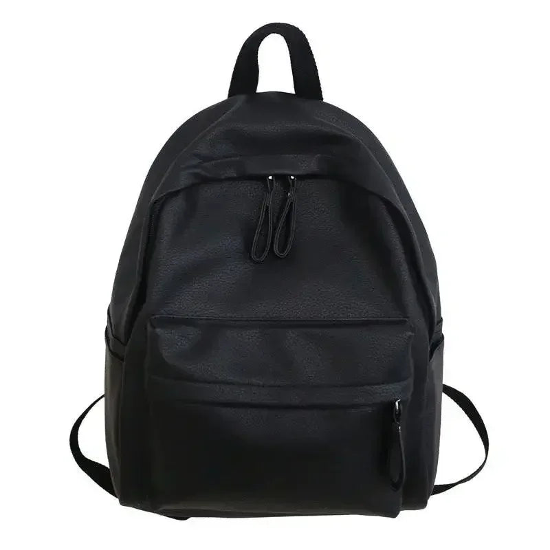 PU Leather Women's Backpack - Large Capacity School Bag for Teens