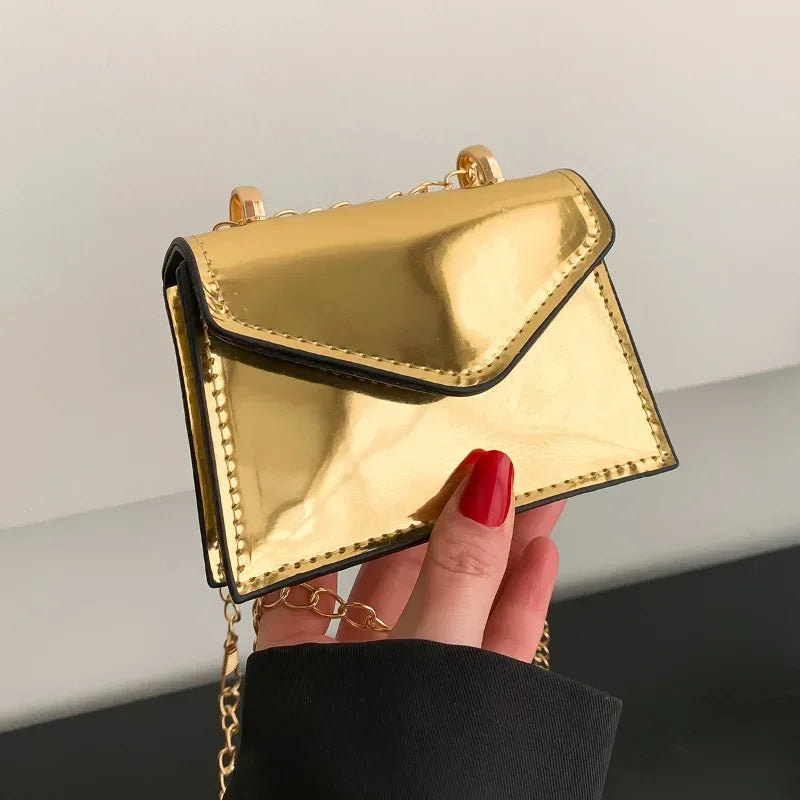 New Laser Shoulder Bag Mini Cute Chain Lipstick Makeup Small Square Bag Fashion Women Crossbody Bag Coin Pouch