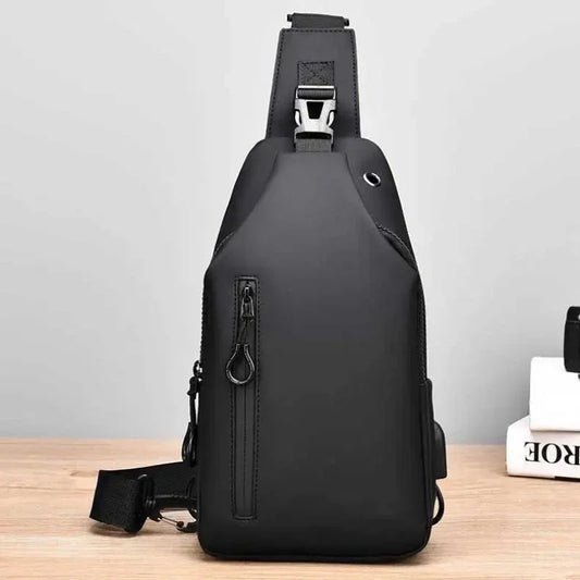 Men's Nylon Crossbody Chest Bag with USB Charging