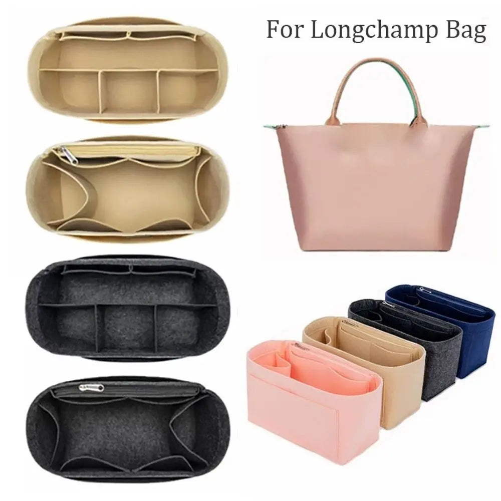 For Longchamp High-quality Felt Handbag Insert Bag Storage Bag Support Internal Bag Portable Organization Bag Organiser