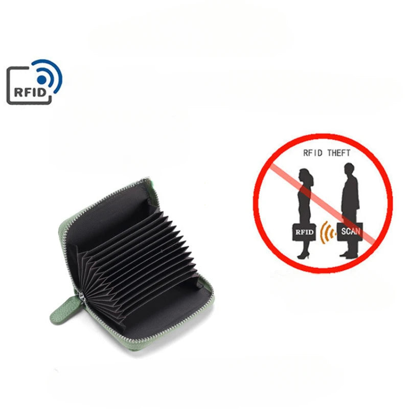 14/20 Slots Credit Card Holder Wallet RFID Blocking Slim Genuine Leather Card Organizer Zipper Pocket ID Card Pouch Coin Purse