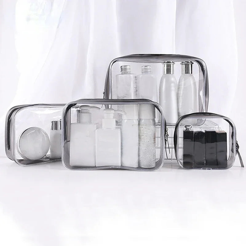 Transparent Cosmetic Bag PVC Waterproof Women Zipper Makeup Beauty Case Travel Make Up Organizer Storage Toiletry Wash Bags