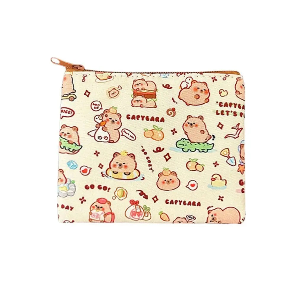 New Cute Cartoon Pattern Capybara Coin Purse Mini Portable Storage Bag Waterproof Wallet Portable Key Money Bag