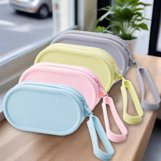 Portable Silicone Coin Purse Waterproof Large Capacity Earphone Bag Zipper Solid Color Travel Pouch Cosmetic Bag