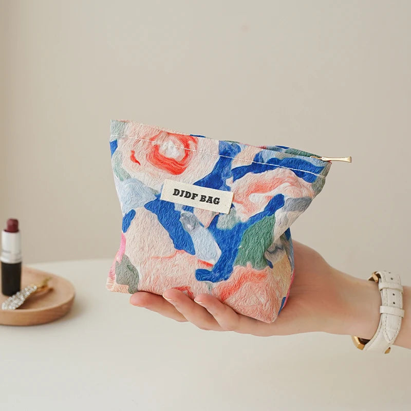 Mini Female Cosmetic Bag Portable Red Soft Small Sanitary Napkin Storage Bag Commuter Coin Key Bag Portable Bank Card Bag