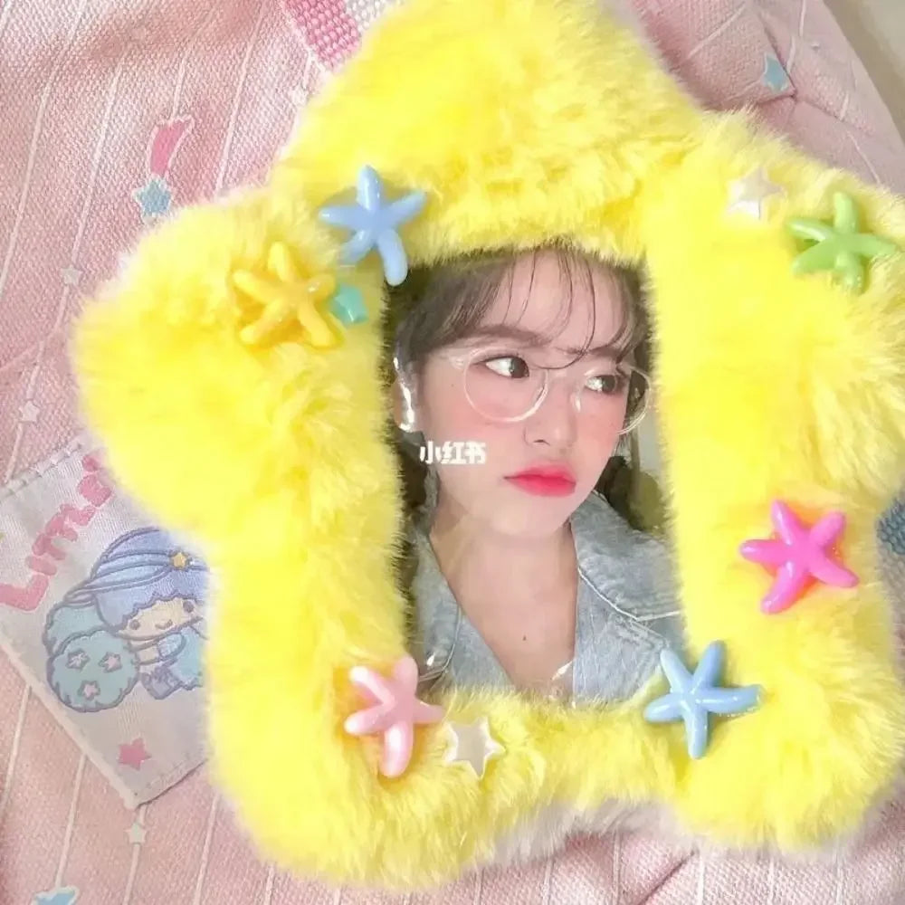 Cute Plush Photocard Case Cartoon Bag Keychain Star Shape Photo Card Holder Idol Photos Protective Cover Student Card Holder