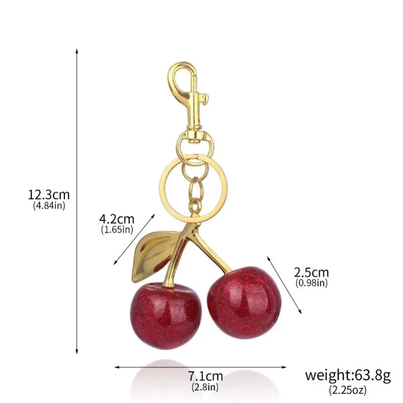 Cherry Charm Handbag Pendant Keychain for Women's Exquisite Internet-famous Crystal Cherry Bag Accessories High-Grade Pendant