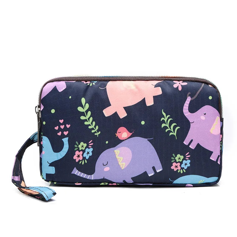 Fashion Flower Print Wallet For Women Three Layer High-capacity Mobile Phone Bag Portable Handheld Bag Mini Key Bag Clutch Bag