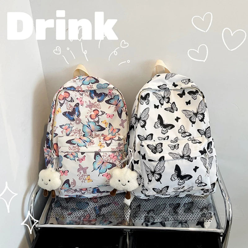 Fashion Butterfly Pattern Women's Backpack for School and Travel Organizer