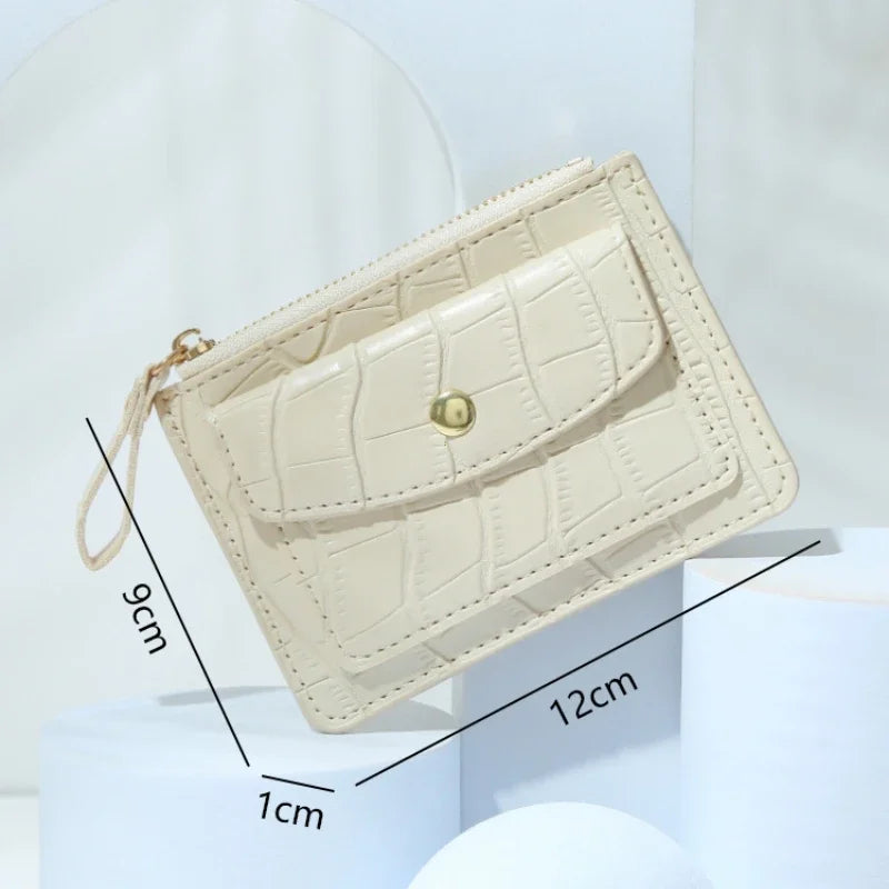 Women Slim Business Card Holder Wallet Men Mini Wallets Zipper Card Money Holders Vintage Short Wallet Female Thin Small Purse