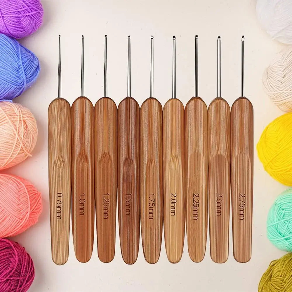 Bamboo Wooden Crochet Hooks Long Knitting Crochet Bamboo Handle Crochet Blanket Shawl Crocheting Hooks Yarn Weave Tools