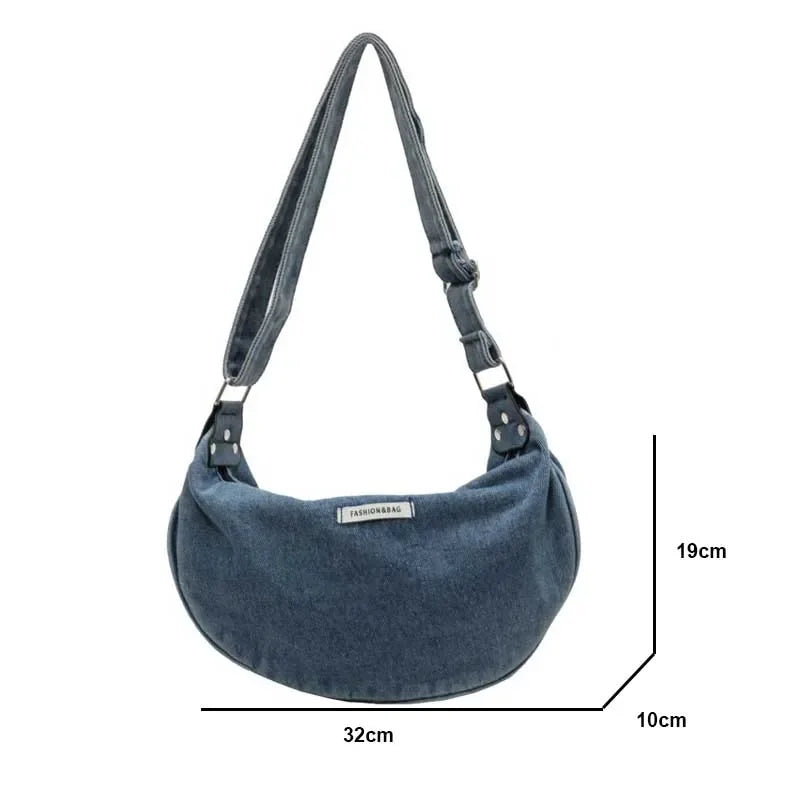 Women Denim Bag Large Capacity Strap Adjustable Crossbody Sling Bag Vintage Messenger Bags Casual Shopper Bags 2025 Shoulder Bag