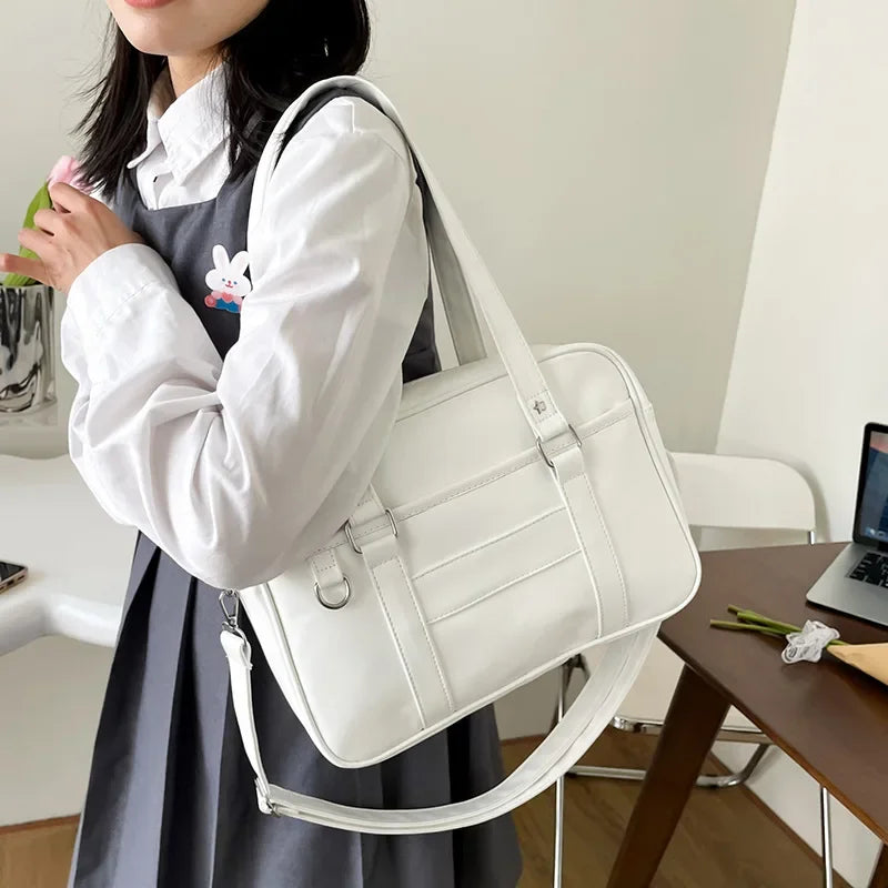 Japanese Preppy Style Shoulder Bag Women PU Leather JK Uniform Bag Girls Handbags Pure Color Crossbody Bags Itabag Tote Bolso