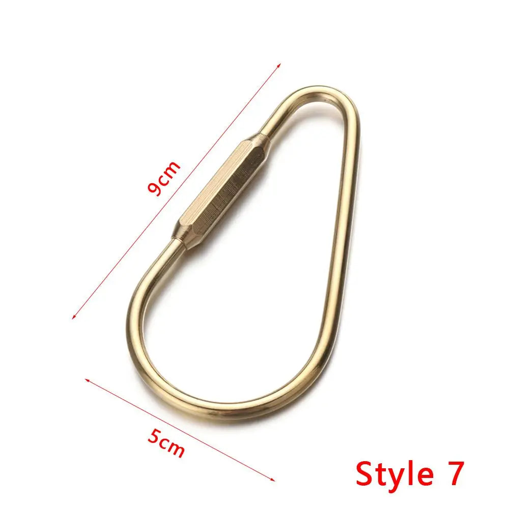 Portable Brass Keychain Creative Unique Key Ring Pendant Whistle Ruler Buckles DIY Craft Tools Jewelry Accessories