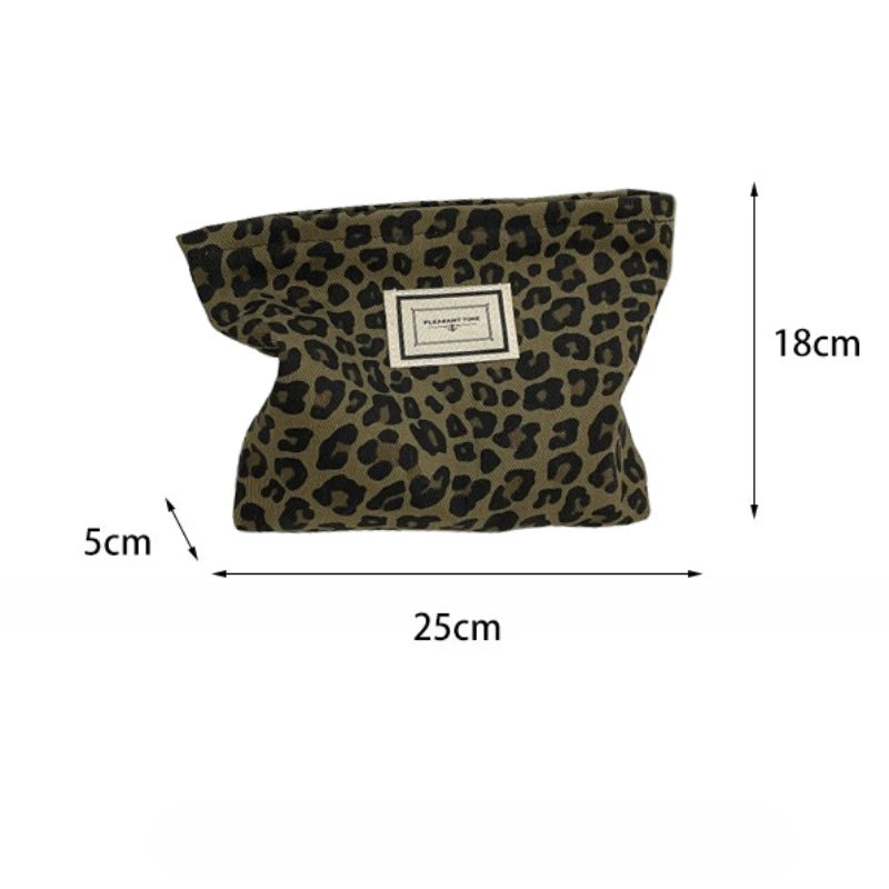 Fashion Leopard Print Makeup Bag Zipper Pouch Large Capacity Portable Toiletries Bag Cosmetic Bag for Women