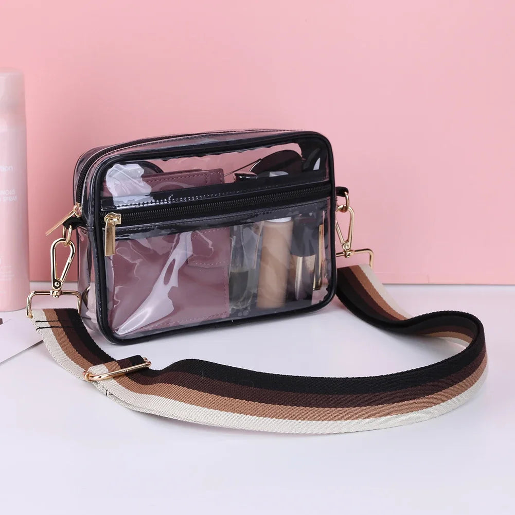 Clear Stadium-Approved Crossbody Bag PVC Transparent Purse for Concerts