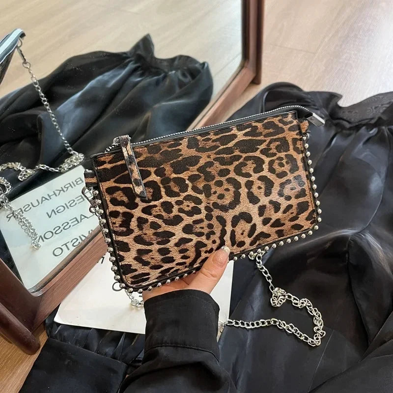 New Leopard Crossbody Bags For Women Fashion Chain Mobile Phone Purse Travel Vacation Shoulder Messenger Bag Sac A Main Female