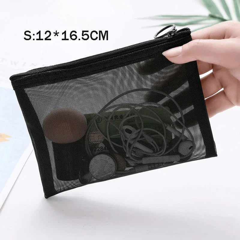 1PC Black Women Men Necessary Cosmetic Bag Transparent Travel Organizer Fashion Small Large Black Toiletry Bags Makeup Pouch