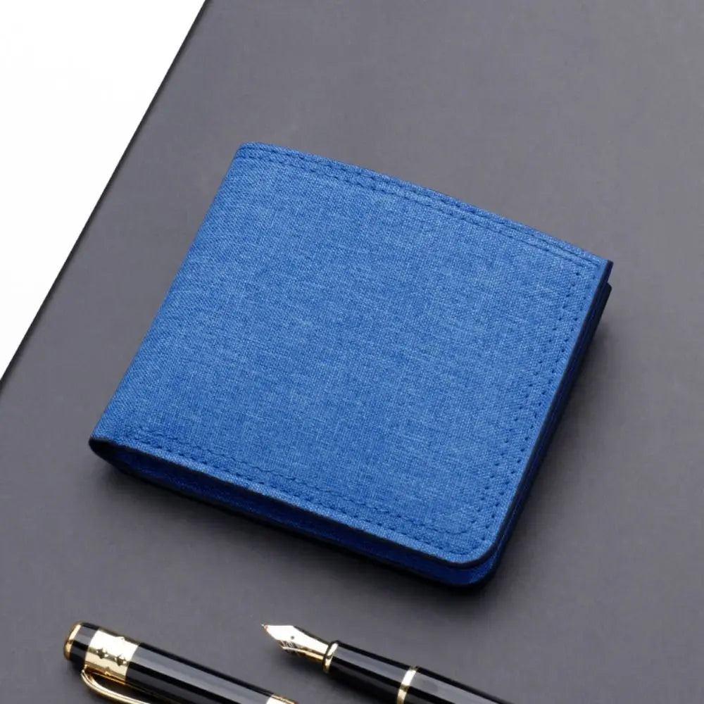 Simple Canvas Men Short Wallet Zipper Multi Card Mini Coin Purse Slim Folding Card Holder