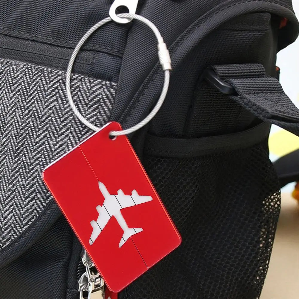 Reusable Metal Travel Luggage Tags Suitcase Baggage Labels with Ropes Bag Tag Stainless Steel Loop Name ID Card Identifier