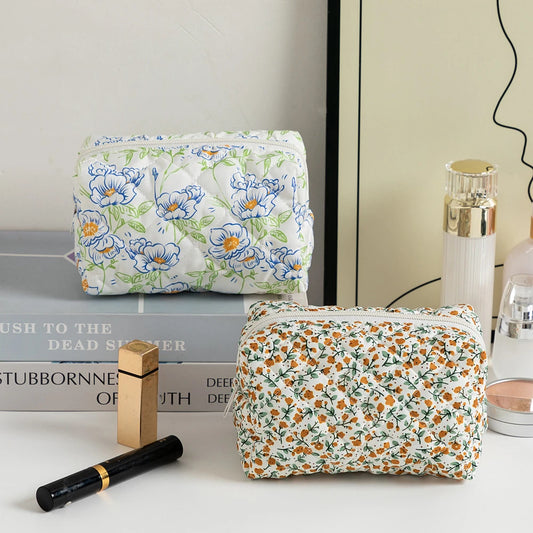 Fashion Flower Makeup Storage Bag Portable Travel Organizer Cosmetic Toiletry Pouch Cute Make Up Handbag Floral Bags