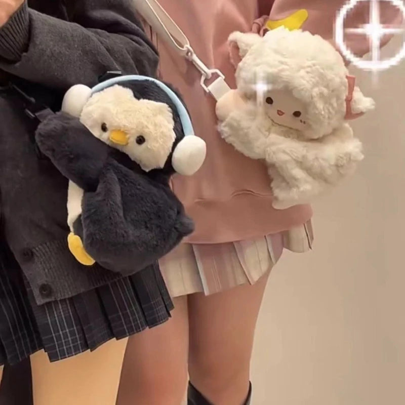 Cute Womens Shoulder Bag Plush Fluffy Sheep Doll Casual Fashion Crossbody Bag Kawaii All-match Female Korean Popular Bag