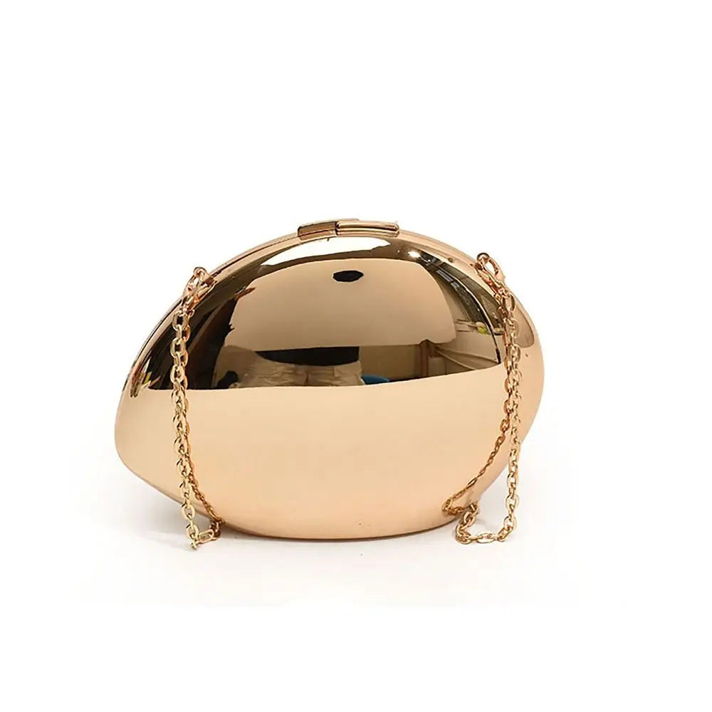 Acrylic Mirror Evening Clutch Bag - Large Capacity Oval Chain Shoulder Bag for Weddings & Parties