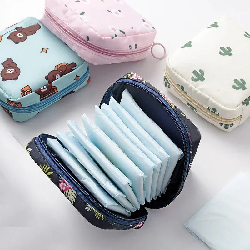 Women small cosmetic bag set zipper girls mini Sanitary Napkins makeup lipstick bags travel earphone coin organizer pouch bags