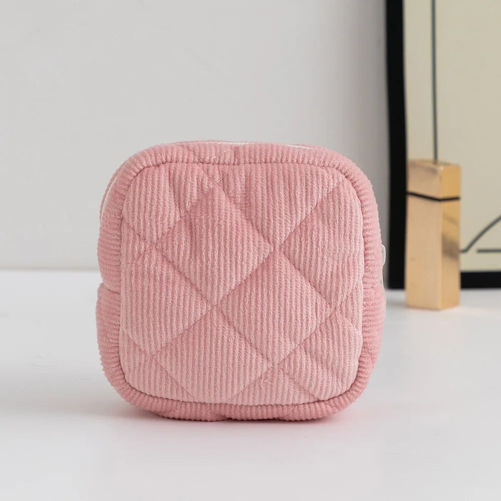 1PC Mini Square Cosmetic Bag Women Portable Earphone Lipstick Sanitary Napkins Storage Pouch Small Makeup Zipper Bags